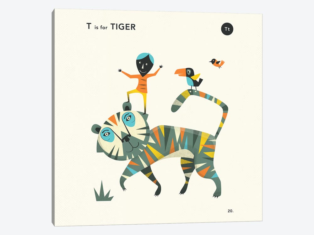 T Is For Tiger II by Jazzberry Blue 1-piece Canvas Art