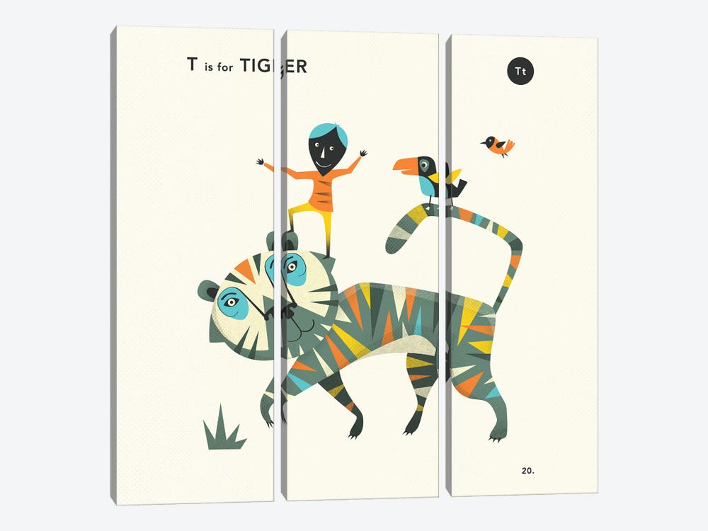 T Is For Tiger II by Jazzberry Blue 3-piece Canvas Wall Art