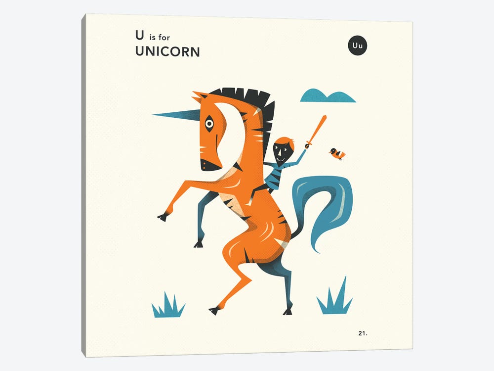 U Is For Unicorn II by Jazzberry Blue 1-piece Art Print