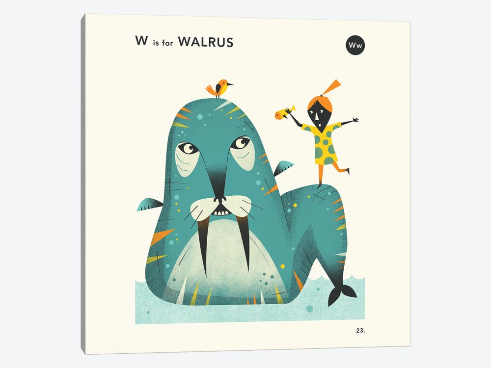 W Is For Walrus II by Jazzberry Blue 1-piece Canvas Art Print