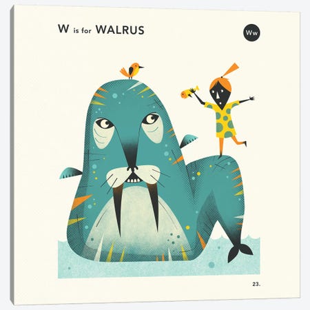 W Is For Walrus II Canvas Print #JBL360} by Jazzberry Blue Canvas Artwork