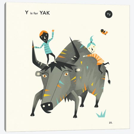 Y Is For Yak II Canvas Print #JBL361} by Jazzberry Blue Canvas Wall Art