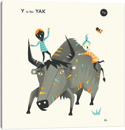 Y Is For Yak II Canvas Art Print - Letter Y