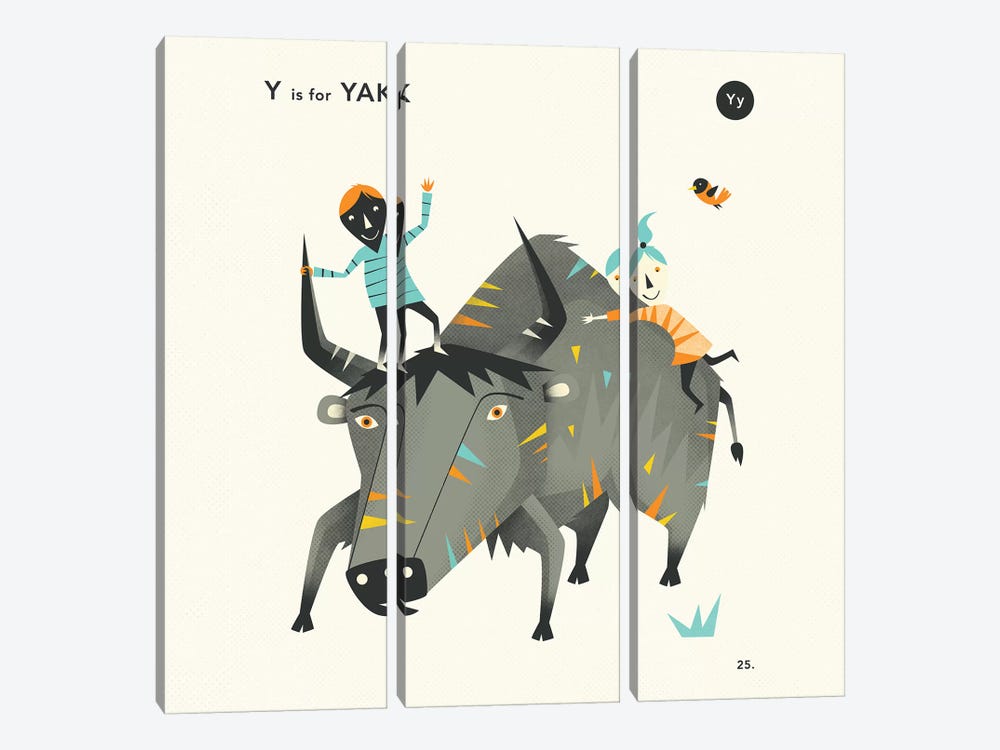 Y Is For Yak II by Jazzberry Blue 3-piece Canvas Art