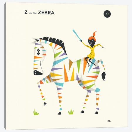 Z Is For Zebra II Canvas Print #JBL362} by Jazzberry Blue Canvas Art