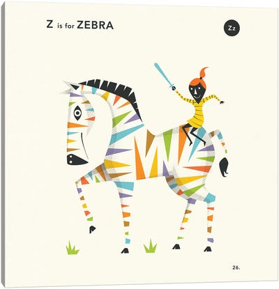 Z Is For Zebra II Canvas Art Print - Letter Z