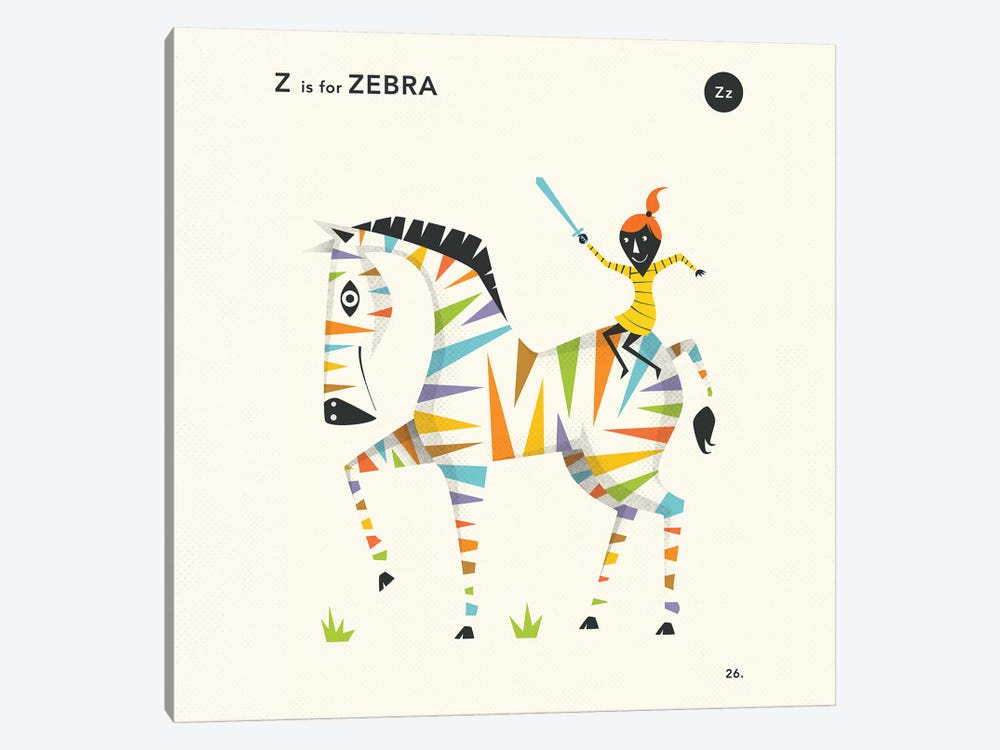 Z Is For Zebra II by Jazzberry Blue 1-piece Canvas Art Print