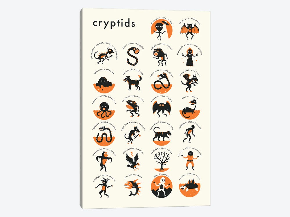 Cryptids A-Z by Jazzberry Blue 1-piece Canvas Art Print