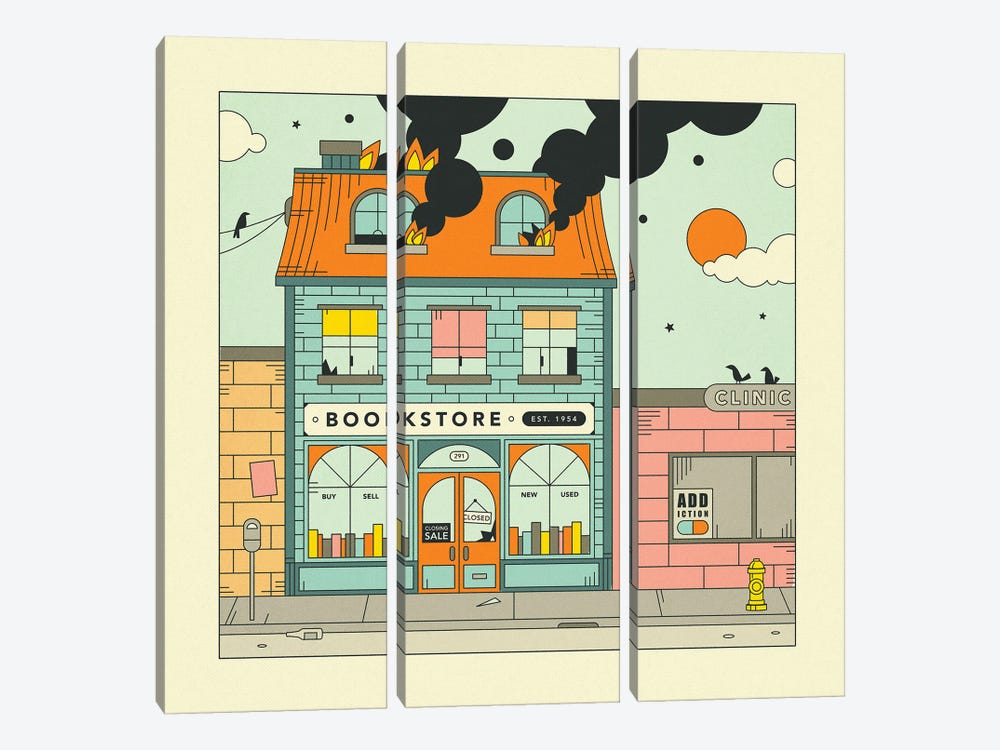 The Bookstore by Jazzberry Blue 3-piece Canvas Print