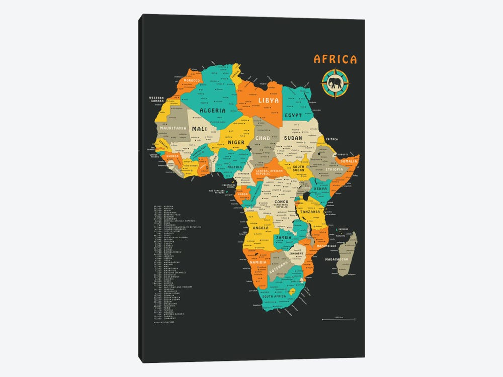 Africa Map by Jazzberry Blue 1-piece Art Print