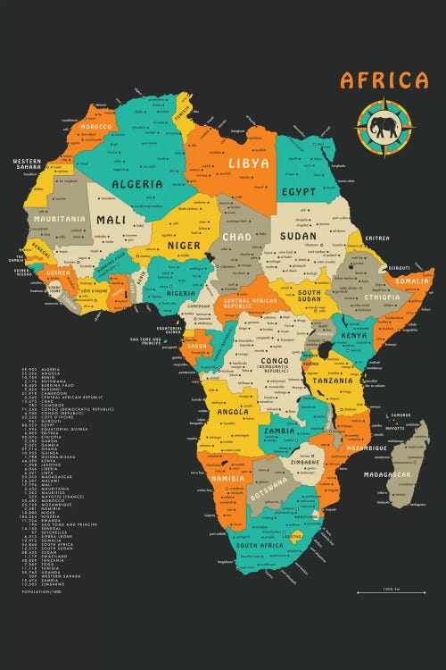 Africa Map by Jazzberry Blue canvas print