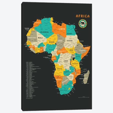 Africa Map Canvas Print #JBL4} by Jazzberry Blue Canvas Art