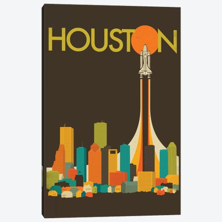 Houston Skyline I Canvas Print #JBL51} by Jazzberry Blue Canvas Artwork