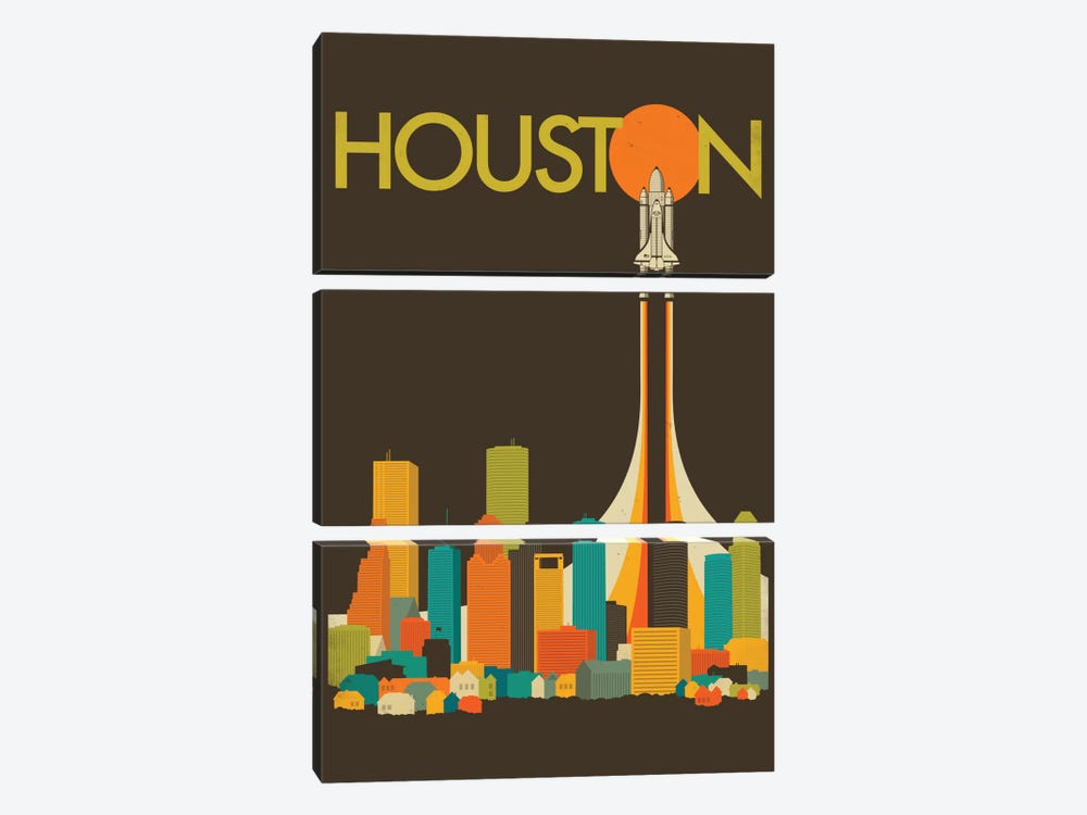 Houston Skyline I by Jazzberry Blue 3-piece Canvas Art Print