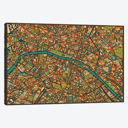 Paris Street Map Canvas Print #JBL60} by Jazzberry Blue Art Print
