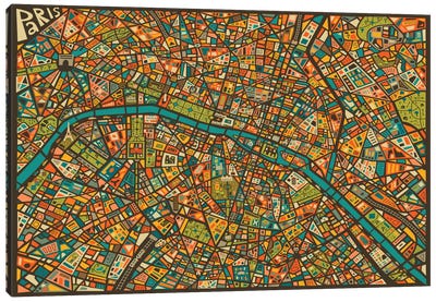 Paris Street Map Canvas Art Print - 3-Piece Maps