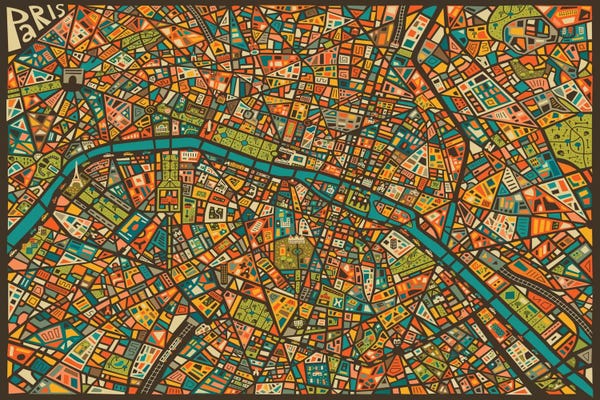 Large Map Art - Canvas Prints: Paris Street Map by Jazzberry Blue