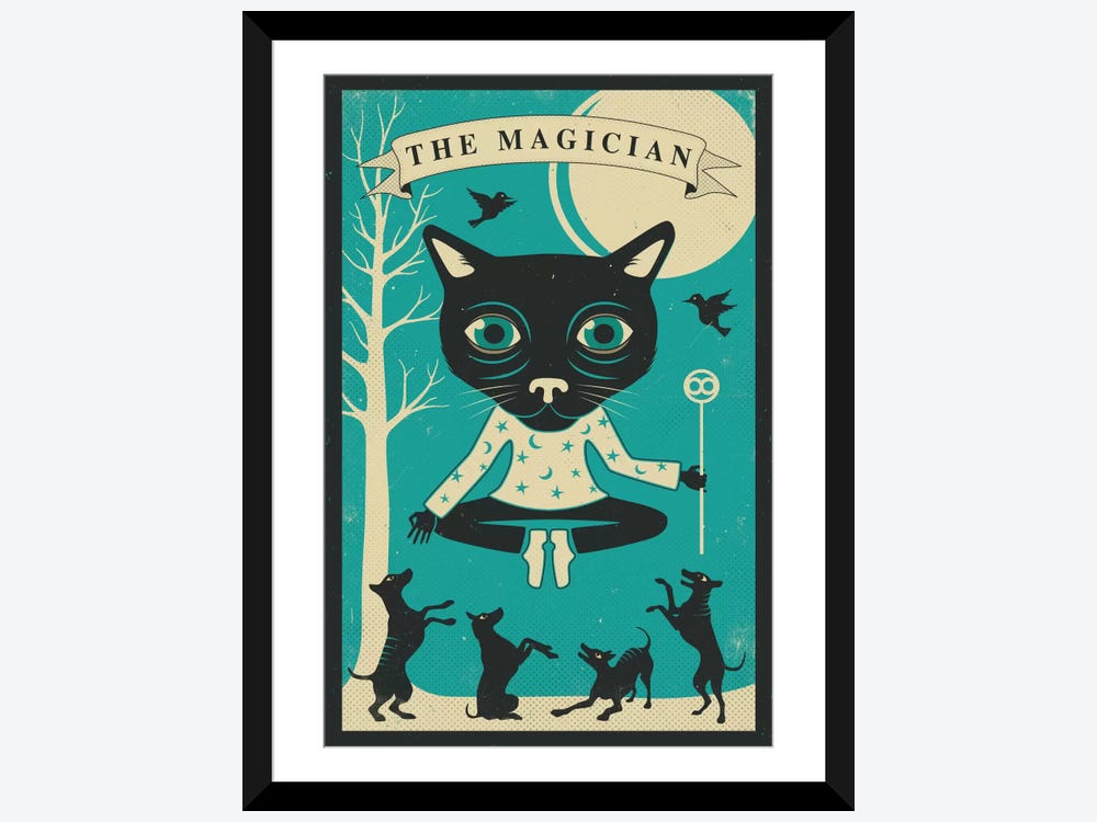 The Cat Magician, Tarot, El Mago, The Magician, Whimiscal Cat, Art, Art  Decor