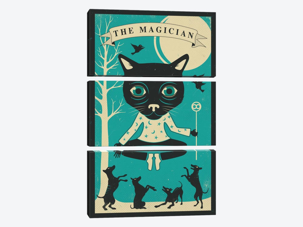 Tarot Card Cat Magician by Jazzberry Blue 3-piece Canvas Artwork