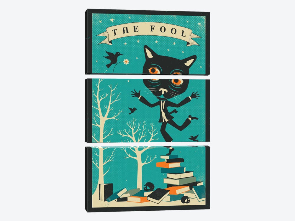 Tarot Card Cat The Fool by Jazzberry Blue 3-piece Canvas Print