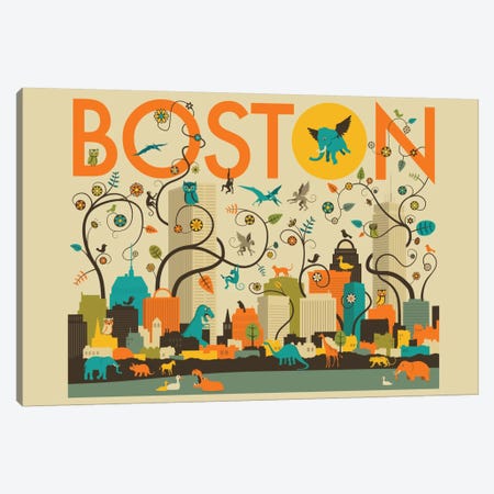 Wild Boston Canvas Print #JBL80} by Jazzberry Blue Canvas Art Print