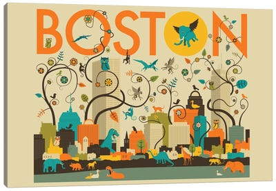 Wild Boston Canvas Art Print - Jazzberry Blue