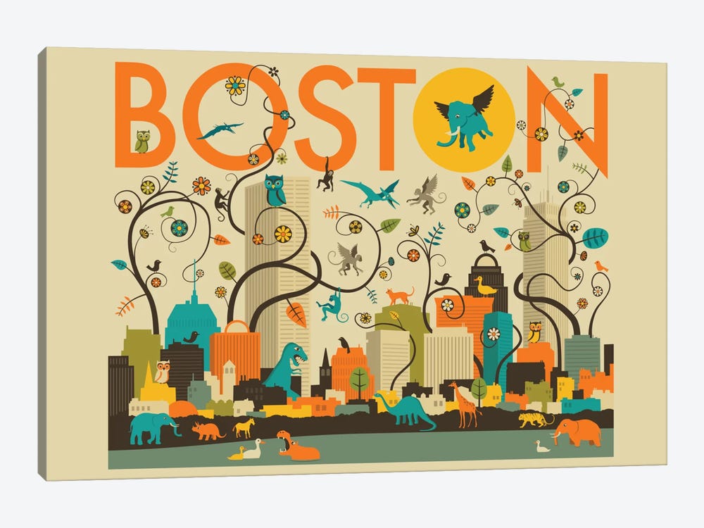 Wild Boston by Jazzberry Blue 1-piece Canvas Print