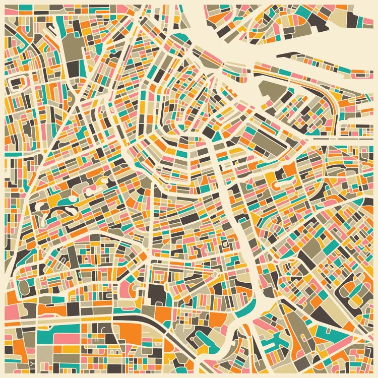 Abstract City Map of Amsterdam by Jazzberry Blue wall art