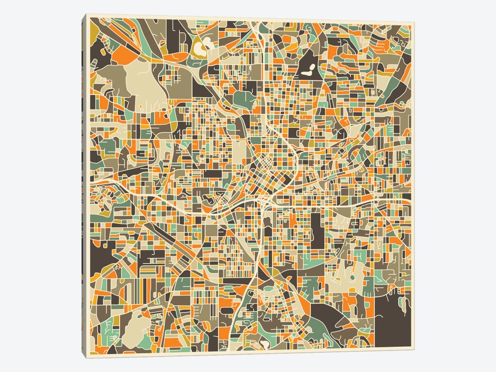 Abstract City Map of Atlanta by Jazzberry Blue 1-piece Art Print
