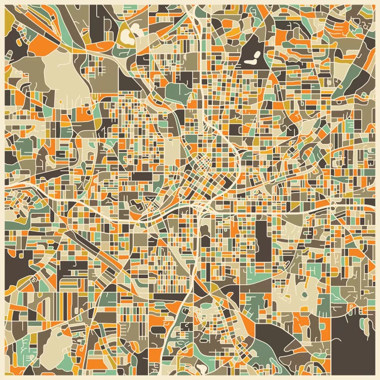 Abstract City Map of Atlanta by Jazzberry Blue wall art