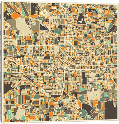 Abstract City Map of Atlanta Canvas Art Print - Jazzberry Blue