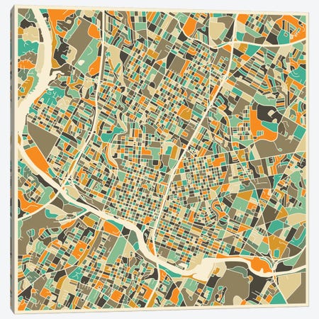 Abstract City Map of Austin Canvas Print #JBL89} by Jazzberry Blue Canvas Art Print