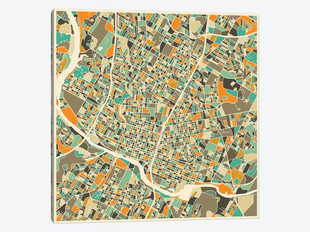 Abstract City Map of Austin by Jazzberry Blue 1-piece Canvas Art