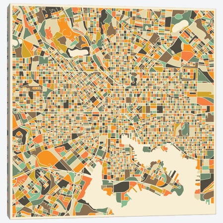 Abstract City Map of Baltimore Canvas Print #JBL90} by Jazzberry Blue Canvas Artwork
