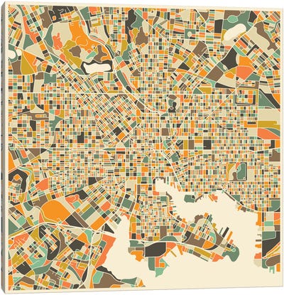 Abstract City Map of Baltimore Canvas Art Print - Urban Maps