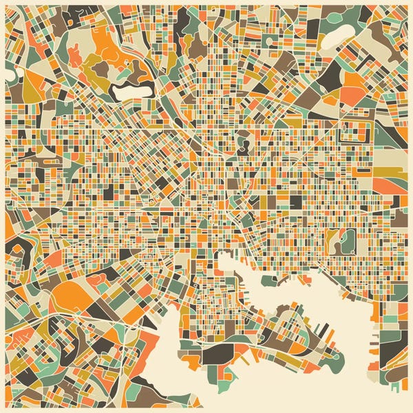 Maryland: Abstract City Map of Baltimore by Jazzberry Blue
