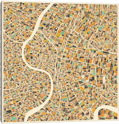 Abstract City Map of Bangkok Canvas Art Print - Thailand Art