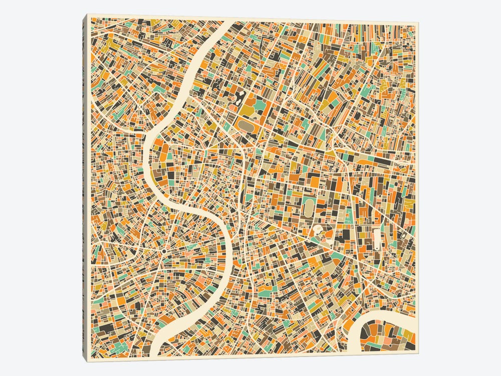 Abstract City Map of Bangkok by Jazzberry Blue 1-piece Art Print