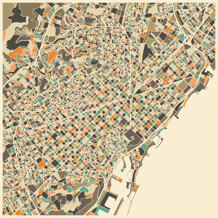 Abstract City Map of Barcelona