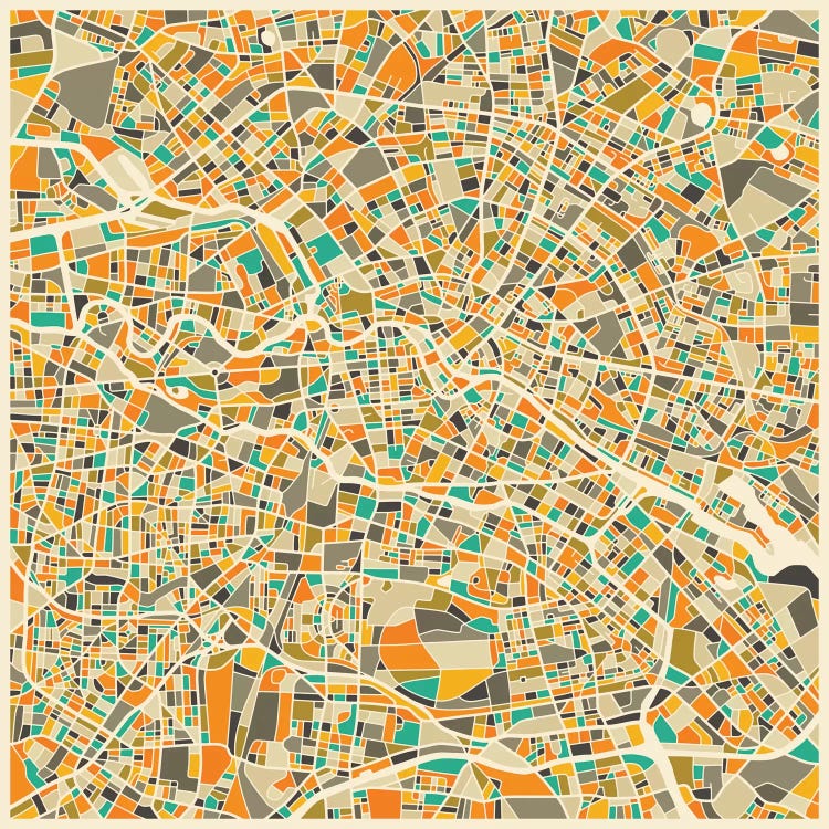 Abstract City Map of Berlin by Jazzberry Blue canvas print