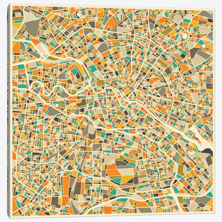 Abstract City Map of Berlin Canvas Print #JBL93} by Jazzberry Blue Canvas Art