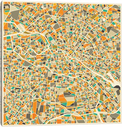 Abstract City Map of Berlin Canvas Art Print - Abstract Maps Art