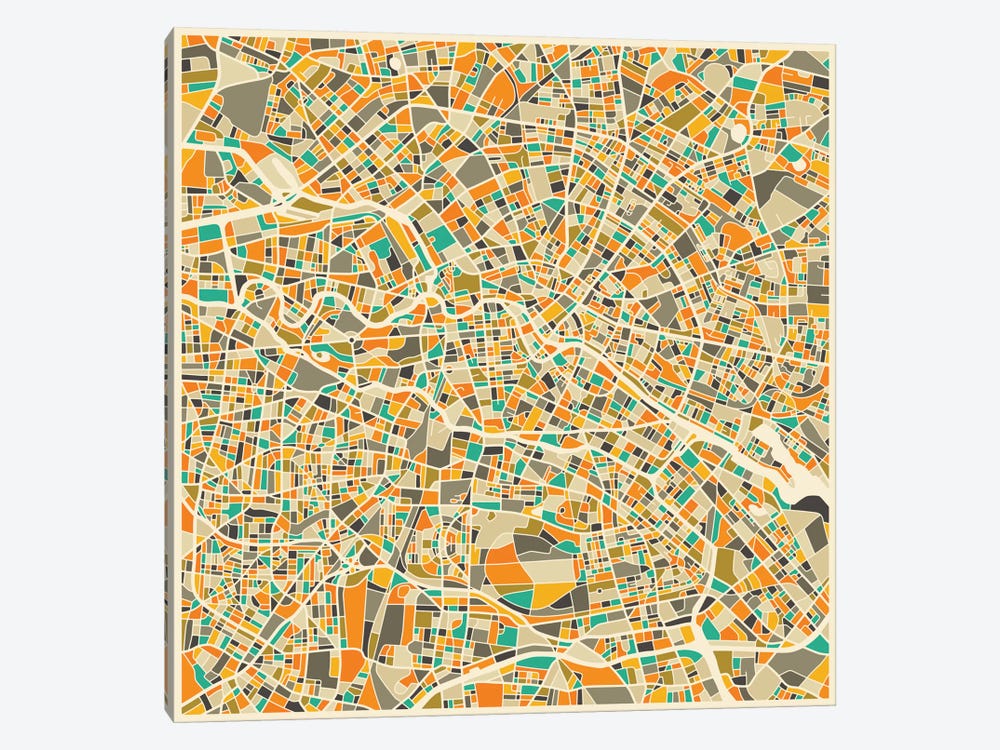 Abstract City Map of Berlin by Jazzberry Blue 1-piece Art Print
