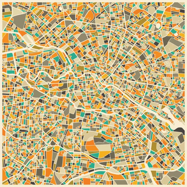 Vintage & Retro: Abstract City Map of Berlin by Jazzberry Blue