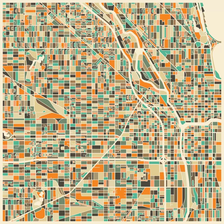 Abstract City Map of Chicago by Jazzberry Blue wall art