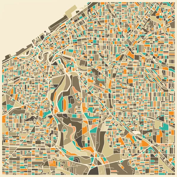 Cleveland: Abstract City Map of Cleveland by Jazzberry Blue
