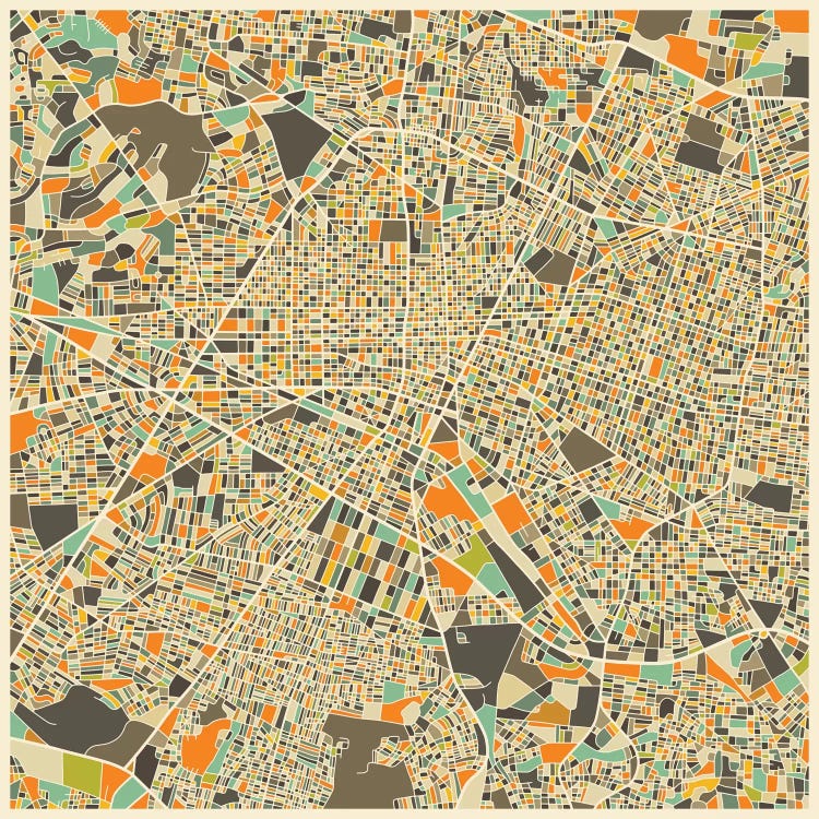 Abstract City Map of Guadalajara by Jazzberry Blue wall art