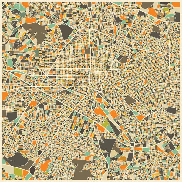 Vintage & Retro: Abstract City Map of Guadalajara by Jazzberry Blue