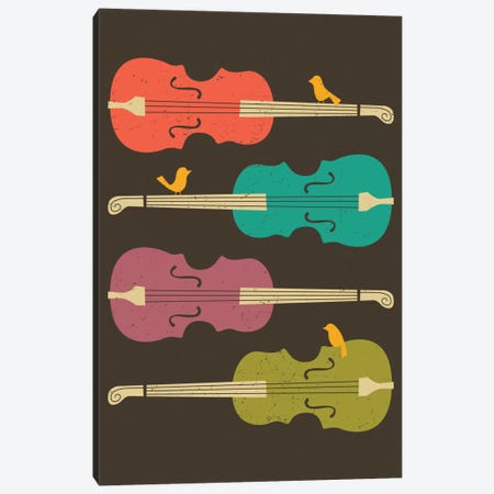 Birds On A Cello String Canvas Print #JBL9} by Jazzberry Blue Canvas Print