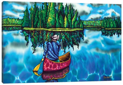 Canoeing Ontario Canvas Art Print - Canada Art